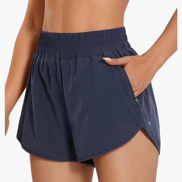 CRZ YOGA High waisted Running Shorts Mesh Liner Zip Pocket - Picture 4 of 8